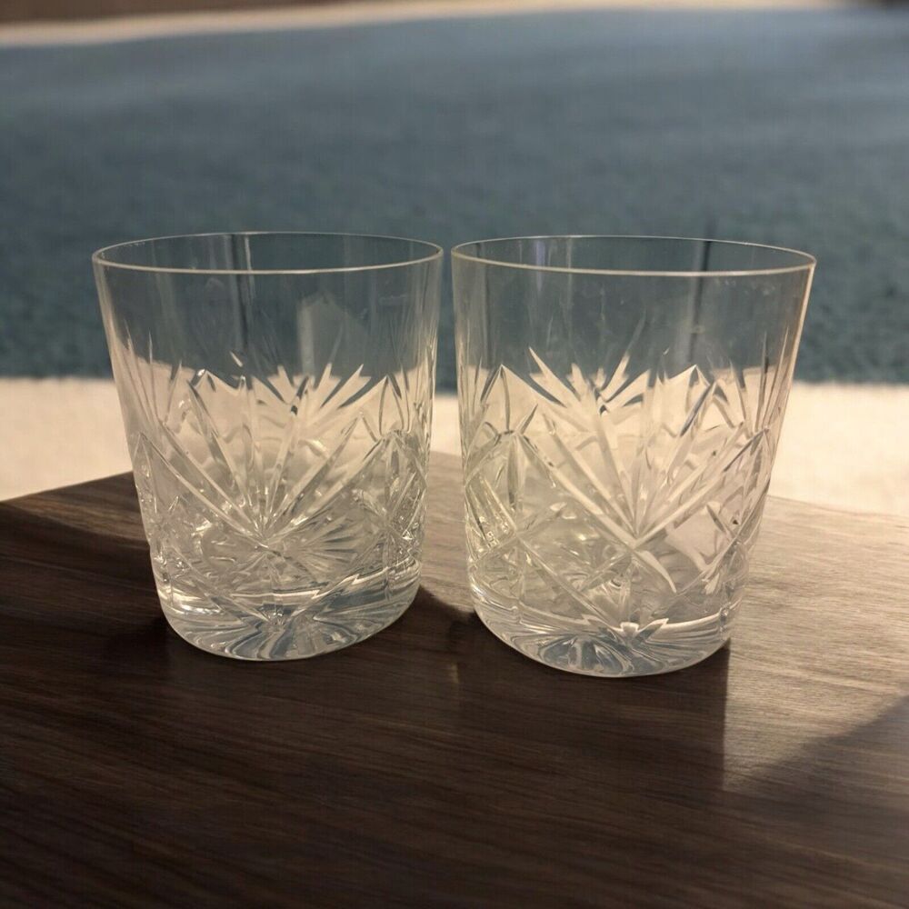 Thomas Webb Set Of 2 Old Fashioned or‎ Whiskey Glasses, 3 1/4"